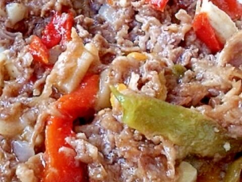 「牛肉とパプリカのオイスター炒め」